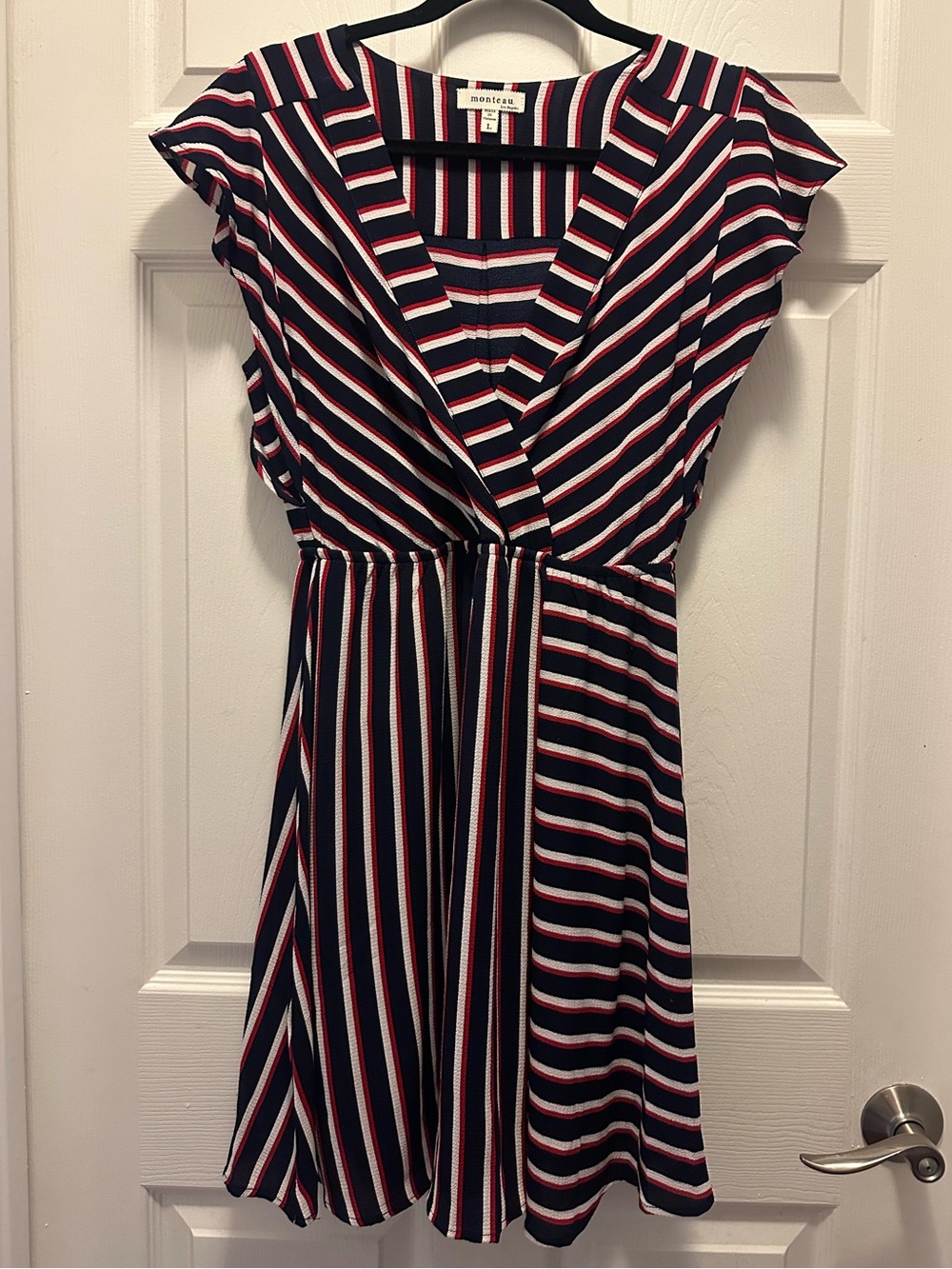 Monteau Navy, Red & White Striped Dress